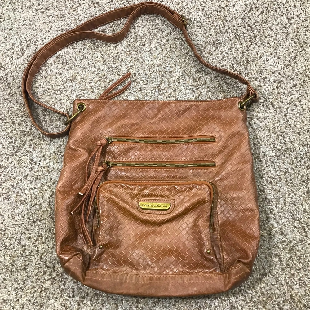 Stone Mountain super slouchy boho hippie crossbody bag woven look